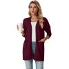 imageGRECERELLE Womens Lightweight Open Front Casual VNeck Long Cardigan Sweater with Pockets S2XLBurgundy