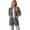imageGRECERELLE Womens Lightweight Open Front Casual VNeck Long Cardigan Sweater with Pockets S2XLCharcoal