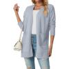 imageGRECERELLE Womens Lightweight Open Front Casual VNeck Long Cardigan Sweater with Pockets S2XLGrey Blue