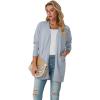 imageGRECERELLE Womens Lightweight Open Front Casual VNeck Long Cardigan Sweater with Pockets S2XLGrey Blue