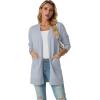 imageGRECERELLE Womens Lightweight Open Front Casual VNeck Long Cardigan Sweater with Pockets S2XLGrey Blue