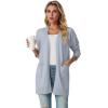imageGRECERELLE Womens Lightweight Open Front Casual VNeck Long Cardigan Sweater with Pockets S2XLGrey Blue