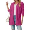 imageGRECERELLE Womens Lightweight Open Front Casual VNeck Long Cardigan Sweater with Pockets S2XLHot Pink