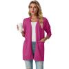 imageGRECERELLE Womens Lightweight Open Front Casual VNeck Long Cardigan Sweater with Pockets S2XLHot Pink