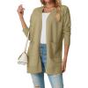 imageGRECERELLE Womens Lightweight Open Front Casual VNeck Long Cardigan Sweater with Pockets S2XLKhaki