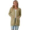 imageGRECERELLE Womens Lightweight Open Front Casual VNeck Long Cardigan Sweater with Pockets S2XLKhaki