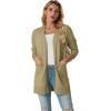 imageGRECERELLE Womens Lightweight Open Front Casual VNeck Long Cardigan Sweater with Pockets S2XLKhaki