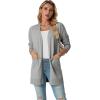 imageGRECERELLE Womens Lightweight Open Front Casual VNeck Long Cardigan Sweater with Pockets S2XLLight Grey