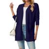 imageGRECERELLE Womens Lightweight Open Front Casual VNeck Long Cardigan Sweater with Pockets S2XLNavy Blue