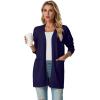 imageGRECERELLE Womens Lightweight Open Front Casual VNeck Long Cardigan Sweater with Pockets S2XLNavy Blue