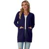 imageGRECERELLE Womens Lightweight Open Front Casual VNeck Long Cardigan Sweater with Pockets S2XLNavy Blue