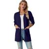 imageGRECERELLE Womens Lightweight Open Front Casual VNeck Long Cardigan Sweater with Pockets S2XLNavy Blue