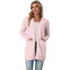 imageGRECERELLE Womens Lightweight Open Front Casual VNeck Long Cardigan Sweater with Pockets S2XLPink White