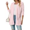 imageGRECERELLE Womens Lightweight Open Front Casual VNeck Long Cardigan Sweater with Pockets S2XLPink White