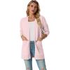 imageGRECERELLE Womens Lightweight Open Front Casual VNeck Long Cardigan Sweater with Pockets S2XLPink White