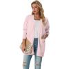 imageGRECERELLE Womens Lightweight Open Front Casual VNeck Long Cardigan Sweater with Pockets S2XLPink White