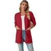 imageGRECERELLE Womens Lightweight Open Front Casual VNeck Long Cardigan Sweater with Pockets S2XLRed