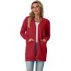 imageGRECERELLE Womens Lightweight Open Front Casual VNeck Long Cardigan Sweater with Pockets S2XLRed