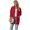 imageGRECERELLE Womens Lightweight Open Front Casual VNeck Long Cardigan Sweater with Pockets S2XLRed