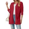 imageGRECERELLE Womens Lightweight Open Front Casual VNeck Long Cardigan Sweater with Pockets S2XLRed