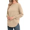 imageGRECERELLE Womens Long Sleeve Lightweight Crewneck Sweater Tops Casual Soft Knit Pullover JumperApricot