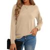 imageGRECERELLE Womens Long Sleeve Lightweight Crewneck Sweater Tops Casual Soft Knit Pullover JumperApricot