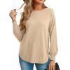 imageGRECERELLE Womens Long Sleeve Lightweight Crewneck Sweater Tops Casual Soft Knit Pullover JumperApricot