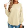 imageGRECERELLE Womens Long Sleeve Lightweight Crewneck Sweater Tops Casual Soft Knit Pullover JumperBeige