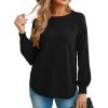 imageGRECERELLE Womens Long Sleeve Lightweight Crewneck Sweater Tops Casual Soft Knit Pullover JumperBlack