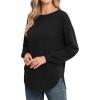 imageGRECERELLE Womens Long Sleeve Lightweight Crewneck Sweater Tops Casual Soft Knit Pullover JumperBlack