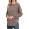 imageGRECERELLE Womens Long Sleeve Lightweight Crewneck Sweater Tops Casual Soft Knit Pullover JumperDark Apricot