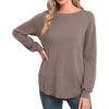 imageGRECERELLE Womens Long Sleeve Lightweight Crewneck Sweater Tops Casual Soft Knit Pullover JumperDark Apricot
