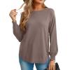 imageGRECERELLE Womens Long Sleeve Lightweight Crewneck Sweater Tops Casual Soft Knit Pullover JumperDark Apricot