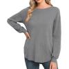 imageGRECERELLE Womens Long Sleeve Lightweight Crewneck Sweater Tops Casual Soft Knit Pullover JumperDark Gray