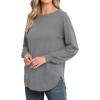 imageGRECERELLE Womens Long Sleeve Lightweight Crewneck Sweater Tops Casual Soft Knit Pullover JumperDark Gray