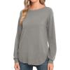 imageGRECERELLE Womens Long Sleeve Lightweight Crewneck Sweater Tops Casual Soft Knit Pullover JumperGray