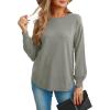 imageGRECERELLE Womens Long Sleeve Lightweight Crewneck Sweater Tops Casual Soft Knit Pullover JumperGray