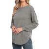 imageGRECERELLE Womens Long Sleeve Lightweight Crewneck Sweater Tops Casual Soft Knit Pullover JumperGray