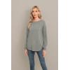 imageGRECERELLE Womens Long Sleeve Lightweight Crewneck Sweater Tops Casual Soft Knit Pullover JumperGray