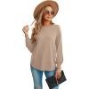 imageGRECERELLE Womens Long Sleeve Lightweight Crewneck Sweater Tops Casual Soft Knit Pullover JumperKhaki