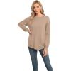imageGRECERELLE Womens Long Sleeve Lightweight Crewneck Sweater Tops Casual Soft Knit Pullover JumperKhaki