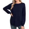 imageGRECERELLE Womens Long Sleeve Lightweight Crewneck Sweater Tops Casual Soft Knit Pullover JumperNavy Blue