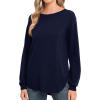 imageGRECERELLE Womens Long Sleeve Lightweight Crewneck Sweater Tops Casual Soft Knit Pullover JumperNavy Blue
