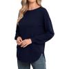 imageGRECERELLE Womens Long Sleeve Lightweight Crewneck Sweater Tops Casual Soft Knit Pullover JumperNavy Blue