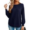imageGRECERELLE Womens Long Sleeve Lightweight Crewneck Sweater Tops Casual Soft Knit Pullover JumperNavy Blue