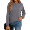 imageGRECERELLE Womens Long Sleeve Lightweight Crewneck Sweater Tops Casual Soft Knit Pullover JumperSteel Grey