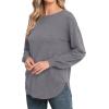 imageGRECERELLE Womens Long Sleeve Lightweight Crewneck Sweater Tops Casual Soft Knit Pullover JumperSteel Grey