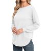 imageGRECERELLE Womens Long Sleeve Lightweight Crewneck Sweater Tops Casual Soft Knit Pullover JumperWhite