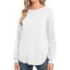 imageGRECERELLE Womens Long Sleeve Lightweight Crewneck Sweater Tops Casual Soft Knit Pullover JumperWhite