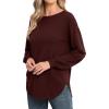 imageGRECERELLE Womens Long Sleeve Lightweight Crewneck Sweater Tops Casual Soft Knit Pullover JumperWine Red